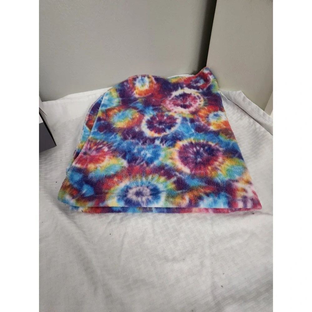 Tie Dye Fleece Blanket Rainbow Spiral Psychedelic Plush Throw